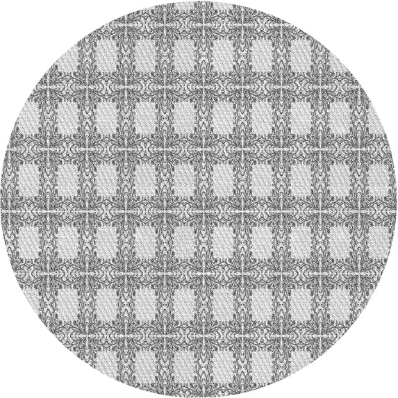 Ahgly Company Indoor Round Patterned Platinum Gray Novelty Area Rugs, 7' Round