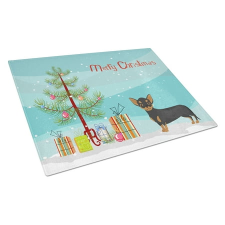 

Carolines Treasures CK3816LCB Black and Tan Chiweenie Christmas Tree Glass Cutting Board Large 12H x 16W multicolor
