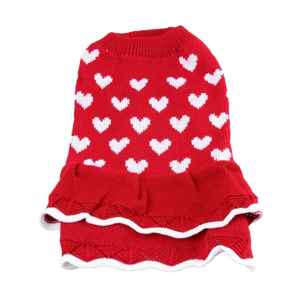 Corazón de perro Falda de Navidad Adorable Año Nuevo Mascota ropa de perro Suéter para perros Suministros para mascotas (Tamaño)