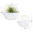 thumbnail image 3 of DecMode 10", 9"H Rectangle White Metal Indoor Outdoor Hanging Geometric Wall Planter (2 Count), 3 of 9