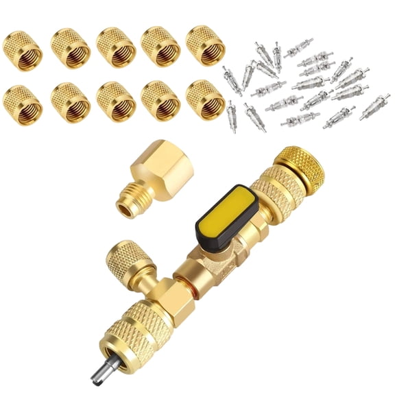 Adapter Remover Installer Tool Set with Double Size 1/4 & 5/16 Port for R22 R407 R410 R404 R600 HVAC Repair