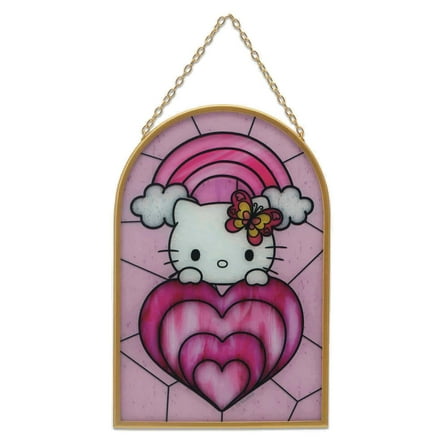 Sanrio Hello Kitty Print on Glass with Gold Metal Frame and Linked Chain 11"