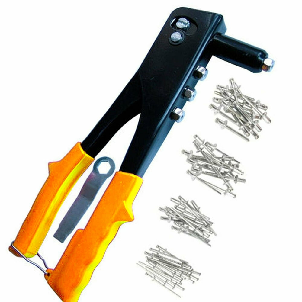 Hand Rivet Gun with 4 Rivet Nozzles and 36 Rivets Tool Kits, Color May