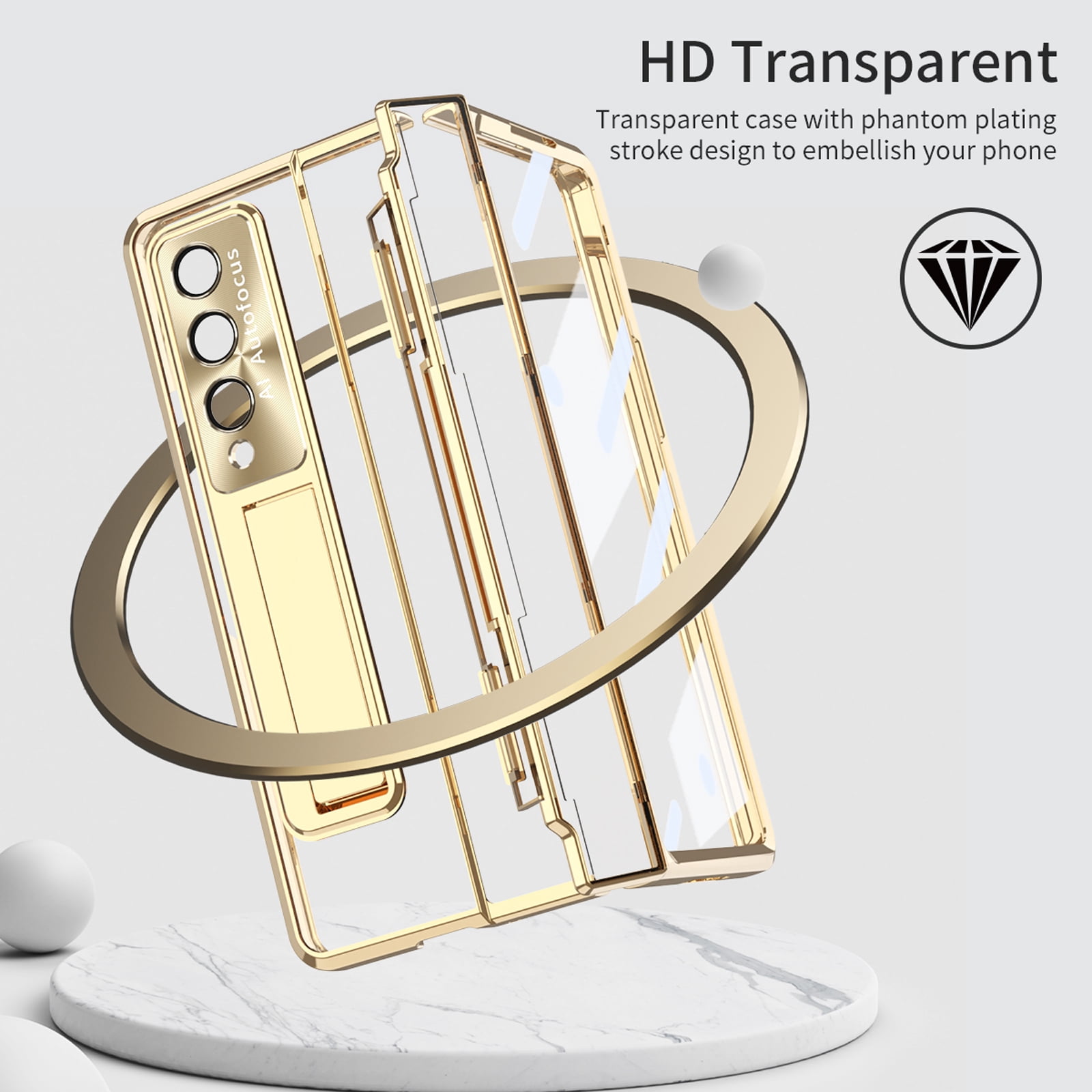 for Samsung Galaxy Z Fold 6 2023 Case, Luxury Plating Shockproof Drop Protection Phone Case for Samsung Galaxy Z Fold 6 5G, Gold