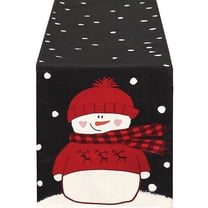HJQEQVD Christmas Tablecloth, Christmas Table Decorations Table Cloth for Rectangle, Snowman Snowflake Wreath Tablecloths Polyester Vintage, Christmas Table Cover for Picnic Party Dinner Black