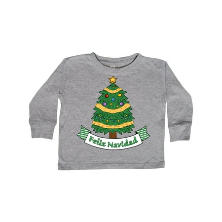 

Inktastic Feliz Navidad Tree with Banner Gift Toddler Boy or Toddler Girl Long Sleeve T-Shirt