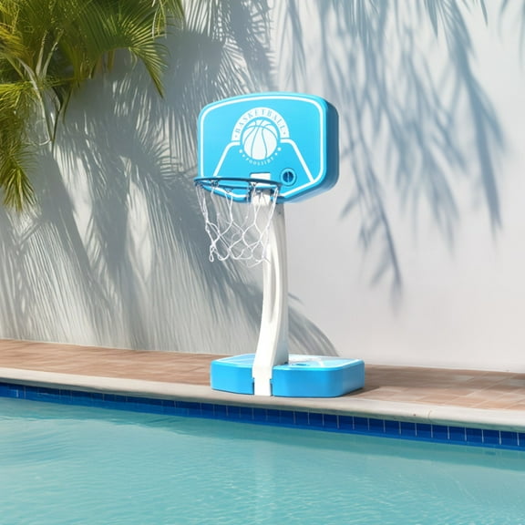 Poolside basketball stand