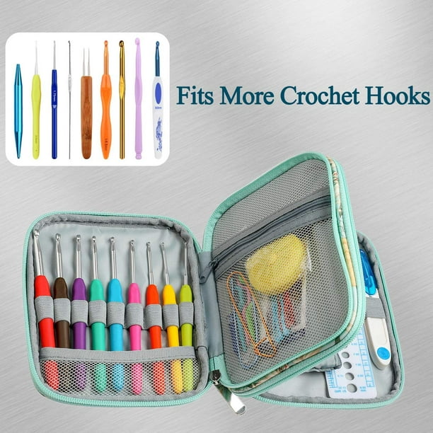 Yeegool Crochet Hook Case, Ergonomic Crochet Hooks Organizer Empty, Crocheting Tools Storage Bag For Traditional Standard Aluminum Hook, Travel Zipped