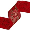 thumbnail image 3 of LaRibbons 2 1/2" Wired Ribbon | Red/Green Glitter Printed Floral | 10 Yard Roll, 3 of 5