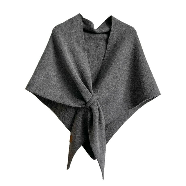 tamizeot Foulard Triangulaire Couleur Unie pour Femmes Tenues Printemps et Automne Multifonctionnelles Rétro Gris Foncé 185*75cm