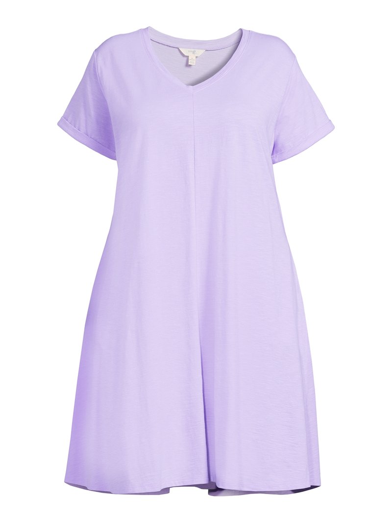purple t shirt dress women's Shift Dress in Pastel Lavender Solid Color: Size 2XS up to 6XL | Shop  Frazer Living Athleisure Clothing