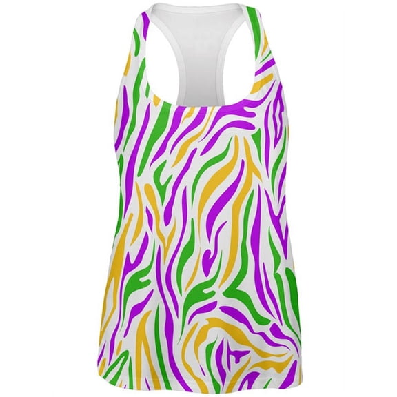 Mardi Gras Zebra Stripes Costume All Over Womens Work Out Tank Top Multi LG