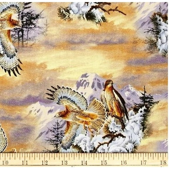 1 Yard - Red Tailed Hawk Scenic Cotton Fabric (Great for Quilting, Sewing, Craft Projects, Throw Pillows & More) 1 Yard X 44" Wide