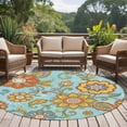 thumbnail image 4 of Round Rug 6Ft Washable Non-Slip, Turquoise Boho Floral Circle Area Rugs for Living Room Bedroom, Vintage Abstract Art Ethnic Flowers Indoor Floor Mats Carpet Runner for Home Decor Aesthetic, 4 of 8