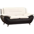 thumbnail image 2 of Home Square 3 Piece Contemporary Faux Leather Living Room Set Black/Beige, 2 of 5