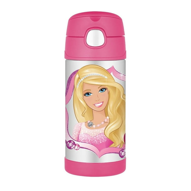 Thermos Barbie Funtainer Bottle With Straw, Pink, 12 Ounces