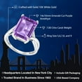 thumbnail image 2 of Gem Stone King 10K White Gold Purple Amethyst Engagement Ring for Women | 7.00 Cttw | Emerald Cut 14X10MM | Gemstone February Birthstone | Size 7, 2 of 6