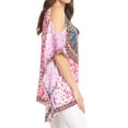 thumbnail image 4 of Sakkas Saanvi Printed Draped Short Sleeve Strap Cutout Shoulder V-Neck Kaftan Top - MM114-Multi - 1X/2X, 4 of 5
