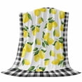thumbnail image 6 of Yellow Lemon Blanket Soft Cozy Warm Throw Blanket for Couch, Plush Fuzzy Flannel Fleece Blankets for Sofa, Summer Botanical Black Plaid Farmhouse Bed Blankets Lightweight Gifts for Women, 40"x50", 6 of 9