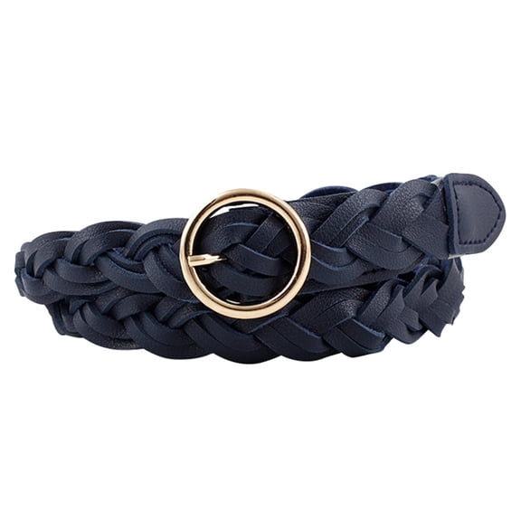 Women's Braided Woven Belt for Jeans Pants Navy One Size