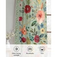thumbnail image 6 of Sage Green Floral Sheer Curtains 84 Inch Length 2 Panels Set for Living Room/Bedroom, Spring Flowers Leaves Farmhouse Kitchen Curtains Grommet Semi-Sheer Curtains Drapes Window Treatments 42"x84"x2, 6 of 7