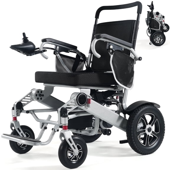 Balichun 30 Miles Long Travel Range, Electric Wheelchairs for Adults Foldable Lightweight, All Terrain Motorized Wheelchair for Seniors Compact Portable, Two Batteries, Airline Approved