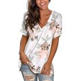 thumbnail image 3 of Womens Shirts Short Sleeve Flowy Tops High Low Tunic V Neck Casual Loose Tshirts, 3 of 5