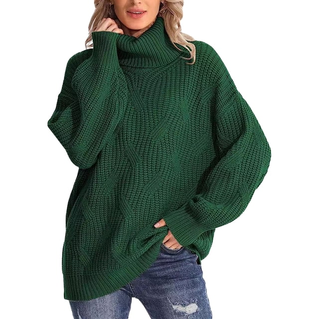 ZAXARRA Pull à Col Roulé pour Femmes Couleur Unie Manches Longues Haut Tricoté pour Automne Hiver Mode Urbaine Chaud
