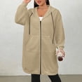 thumbnail image 5 of RYRJJ Zip Up Hoodies for Women Long Sleeve Oversized Tunic Sweatshirts Casual Waffle Long Hooded Jackets Outwear with Pockets(Khaki,XXL), 5 of 5