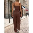thumbnail image 5 of Women'S 2 Piece Lounge Set Spring Outfits - Camisole Top & Wide Leg Pants Brown S, 5 of 8