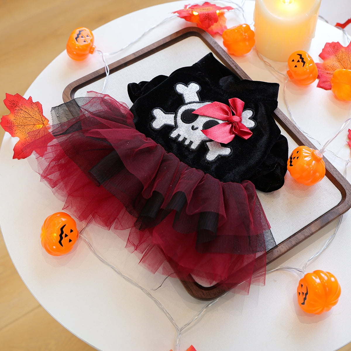 BLRTUN Halloween Dog Dress Costumes for Small Dogs Girl Tulle Dress Dog Clothes Skull Holiday Pet Costume Cat Outfits