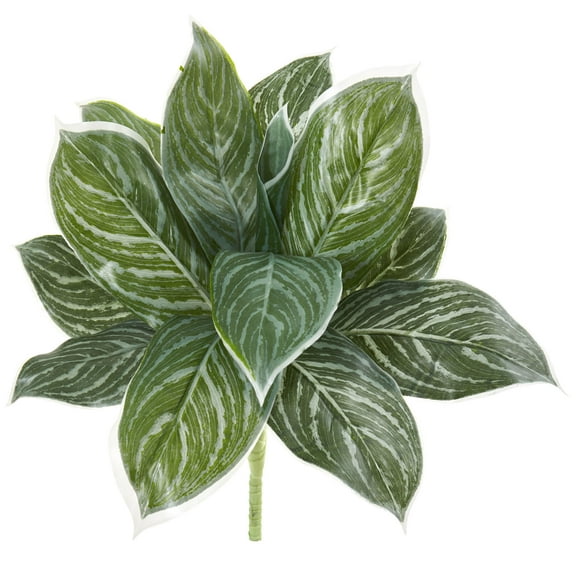 Nearly Natural 21" Silver Aglaonema Artificial Plant (Real Touch) (Set of 6), Green