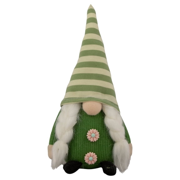 Northlight 9.25" Green Striped Hat Girl Springtime Gnome