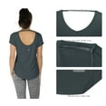 thumbnail image 4 of icyzone Open Back Yoga Shirts for Women - Exercise Workout Tops, Athletic Short Sleeves, Running T-Shirts Loose Fit, 4 of 7