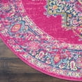 thumbnail image 7 of 4â€™ Round Fuchsia and Blue Distressed Area Rug, 7 of 7