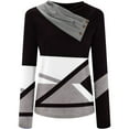 thumbnail image 3 of ketyyh-chn99 Black Workout Shirts Womens Plus Size Long Sleeve Tunic Crewneck Colorblock Striped Tee Shirt, 3 of 4