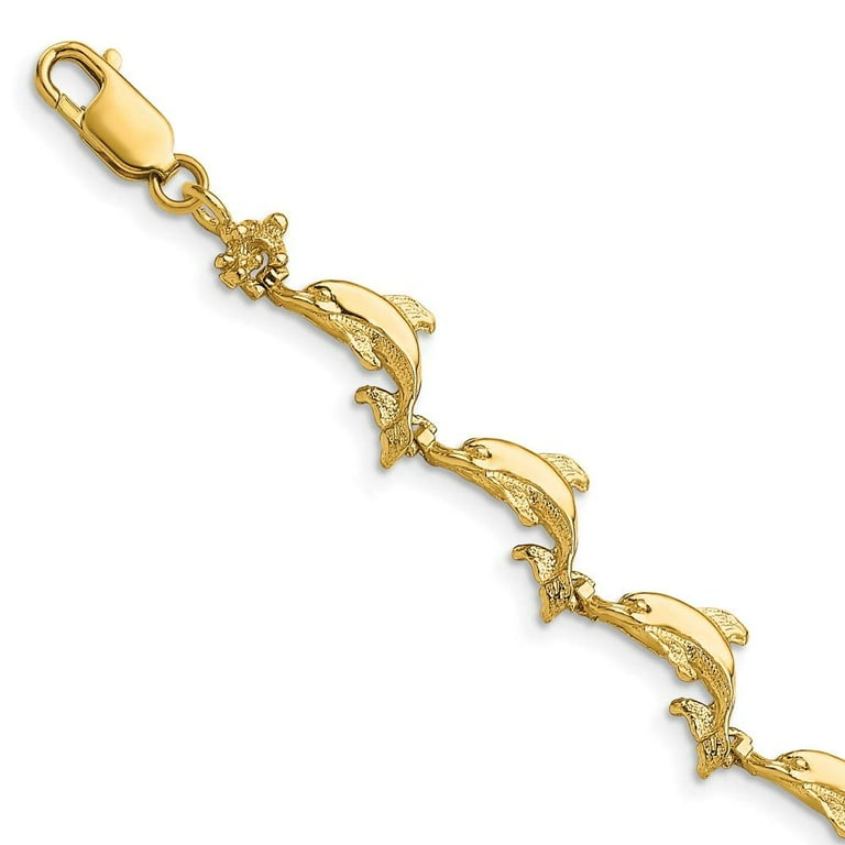 14k Yellow Gold Dolphin Bracelet