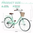 thumbnail image 4 of iYofe 26 inch Womens Bike, 7 Speed Hybrid Bike for Adult Teen w/ Basket and Backseat, Beach Cruiser Bike, City Comfort Commuter Bicycle for Ladies, V Brakes, 85% Assembled, Green, 4 of 5