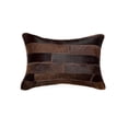 thumbnail image 4 of HomeRoots 544621 12 x 20 in. Chocolate Patchwork Cowhide Lumbar Throw Pillow, 4 of 5