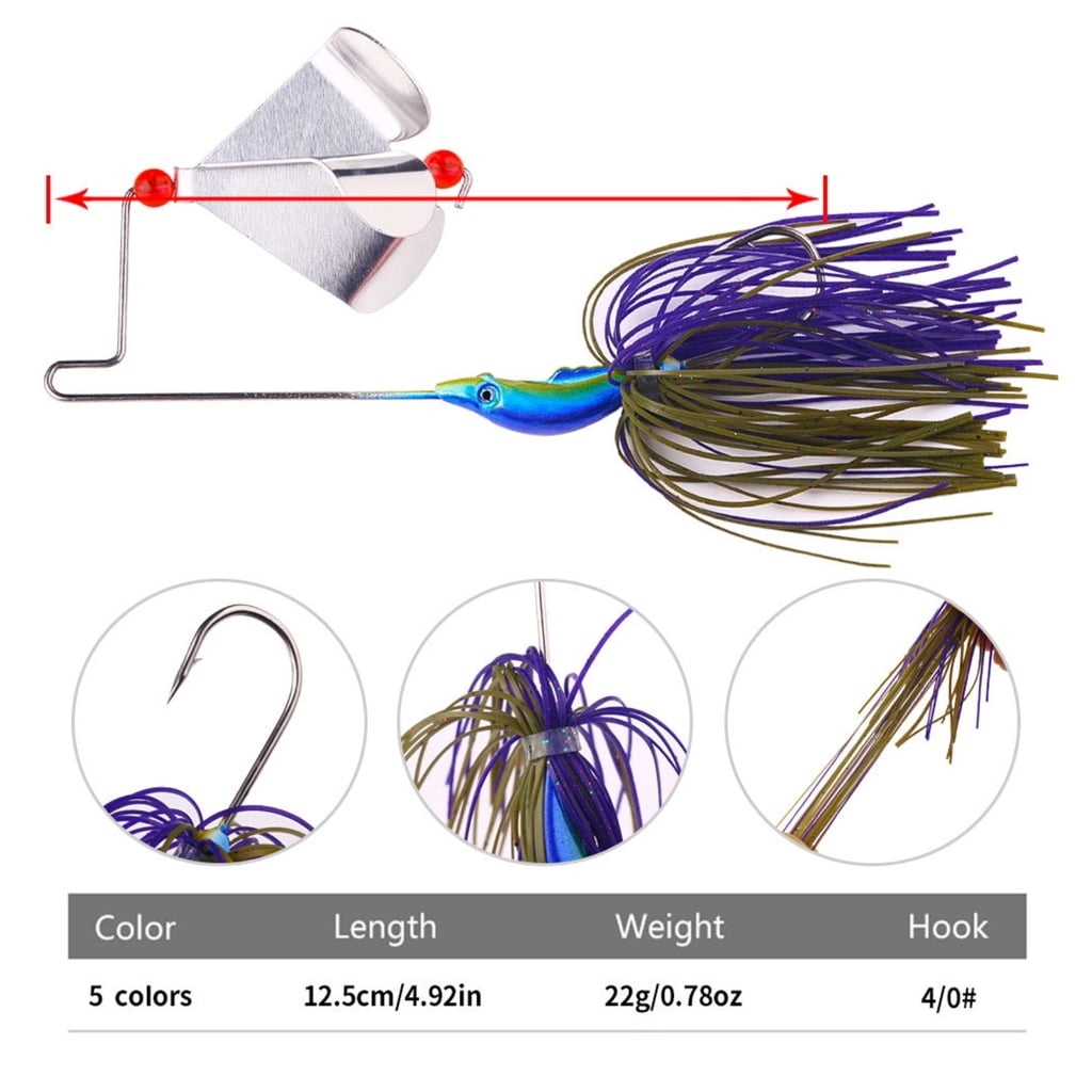 5Pcs Fishing Buzzbait Lures Spinnerbait Fishing Lures Swim Jigs Fishing Lure for Freshwater Saltwater Fishing Lures