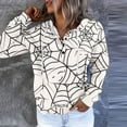 thumbnail image 4 of HKEJIAOI Halloween Hoodies for Femmes Manches Longues Col Rond Imprimé Graphique Moderne Halloween Célébration Esthétique Femmes Blanc, 4 of 6