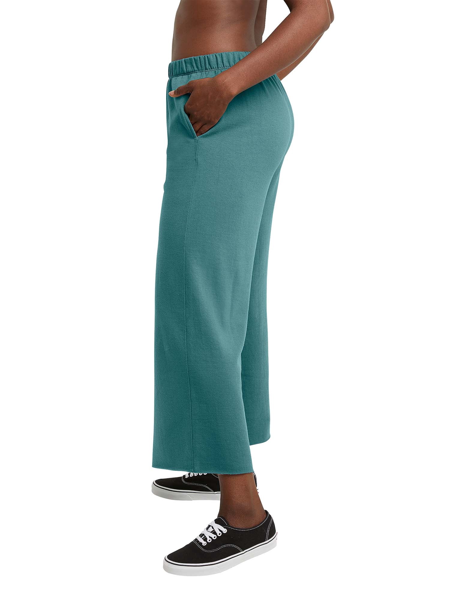 Hanes Originals Women's French Terry Wide Leg Cropped Pants