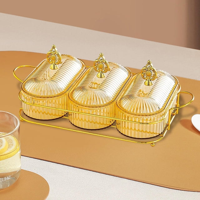 Plato de frutos secos para decoración de bodas, plato de nueces y caramelos para el hogar, comedor festivo Oro grande