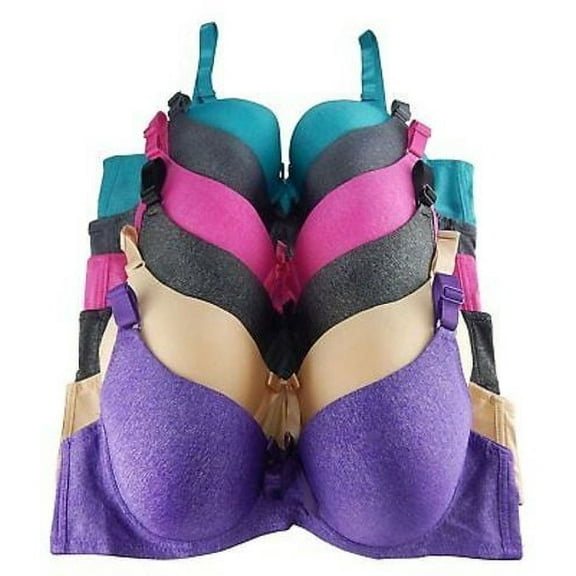 Pack of 6 Women's Solid Soft Pad Supportive Full Cup Bra 8202 (44,DDD)