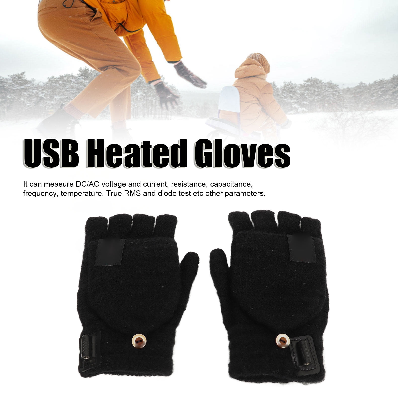 Gants Chauffants USB Demi-doigts | Chauffage Double Face Paume Et Dos | Laine Tricotée, Câble 1,7m | Couleur Vert - 8