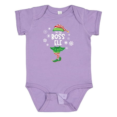 

Inktastic Funny Christmas I m the Boss Elf with Shoes and Hat Gift Baby Boy or Baby Girl Bodysuit