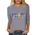 thumbnail image 2 of CYiJun Mardi Gras Clothing,Parade Ready 3/4 Sleeve Top,Lightweight Crewneck Shirt for Mardi Gras Street Celebration, 2 of 5