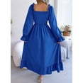 thumbnail image 6 of Spring And Summer Women's Casual Square Neck Flare Skirt Large Hem Ruffled Long Skirt, 6 of 7