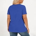 thumbnail image 5 of ClodeEU Women's Round Neck Short Sleeve Pleated Flowy Tunic Top,Casual Loose Curved Hem Blouse Blue,Women's Plus XXL, 5 of 6