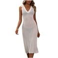 thumbnail image 4 of Gaecuw Swimsuit Cover up Dress for Women V Neck Sundresses Sleeveless Ankle Length Long Dresses Shift Vacation Dresses Casual Solid Cute Dresses Going Out Dresses Day Dresses Beach Dresses, 4 of 9